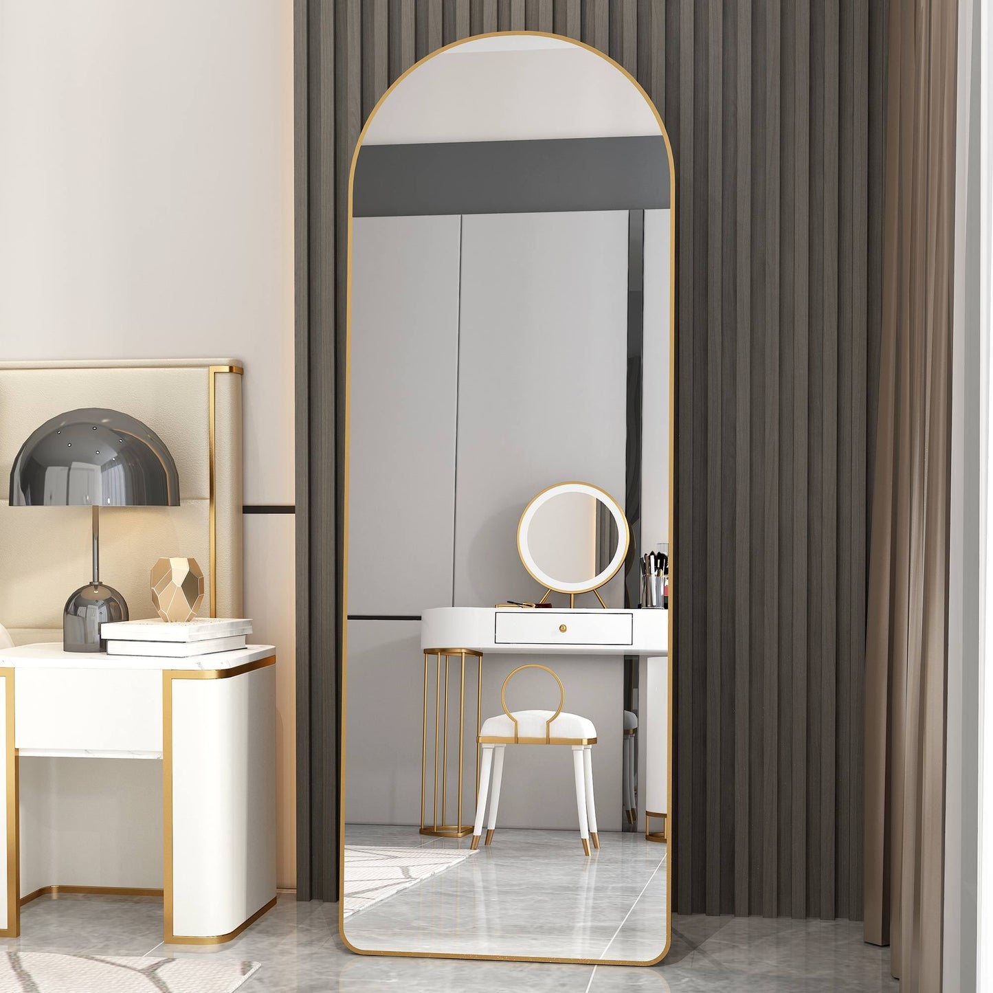 The 4th Generation Floor Mounted Full Length Mirror with Gold Frame