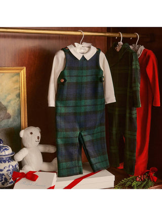 Polo Ralph Lauren - Conjunto de body com gola e macacão xadrez para meninos