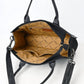 American Darling - Women's Black Suede Tote Bag With White Hand-stitching
