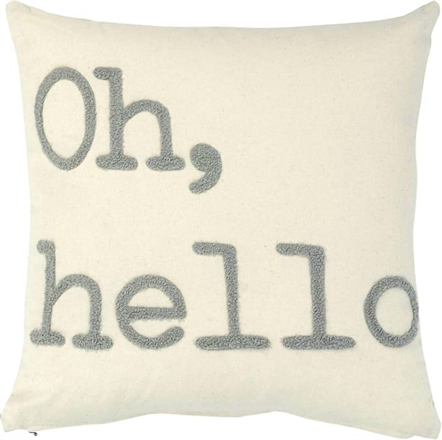 Creative Co-Op - "Oh Hello" Embroidery Pillow
