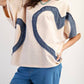 Easel - Heart Patch Knit Top