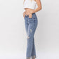 Judy Blue - Mid Rise Knee Destroyed Cuffed Long Boyfriend Denim Jeans