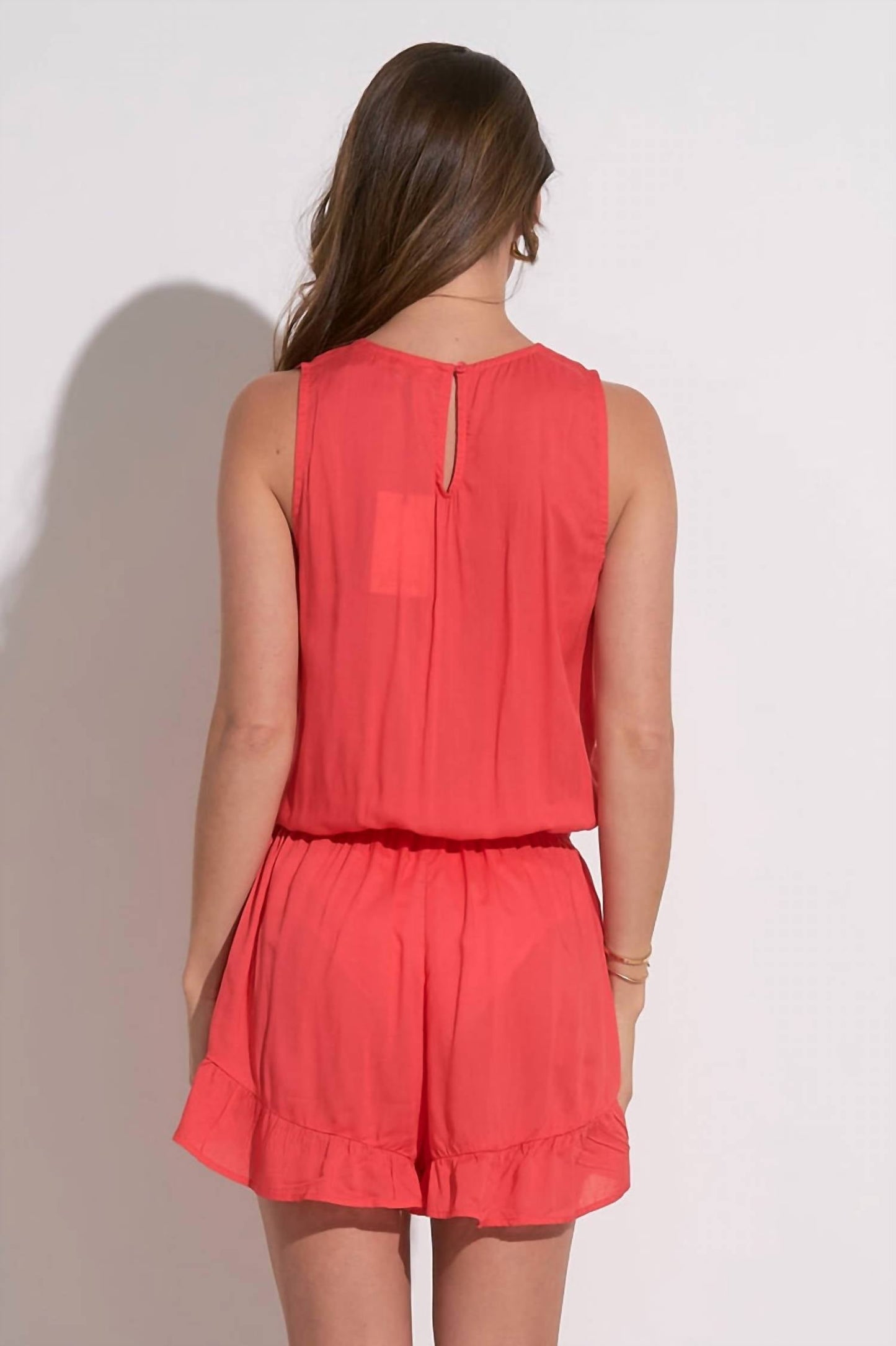 Elan - V Neckline Sleeveless Romper