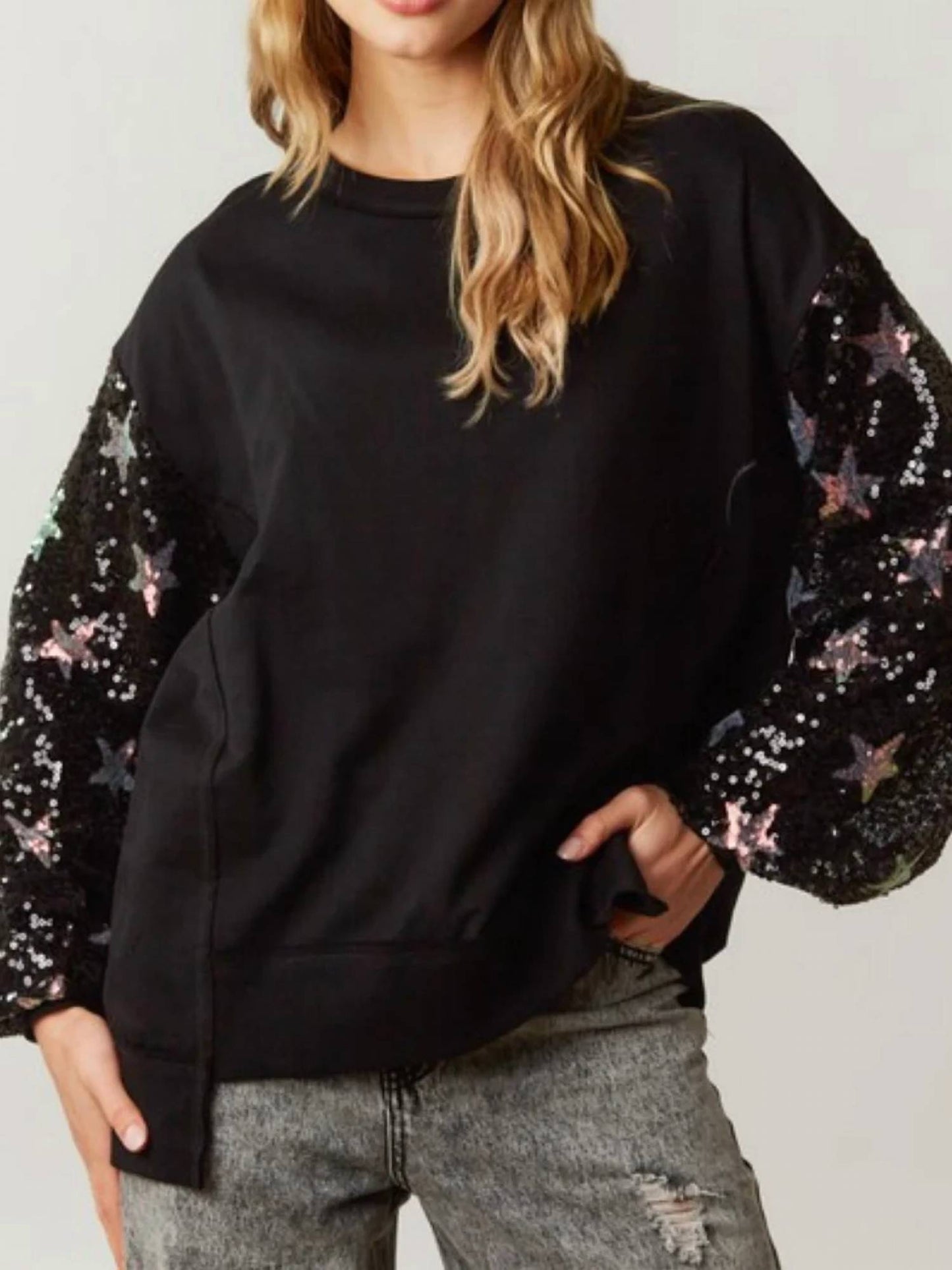 Fantastic Fawn - Sequin Star Oversized Sweatshirt