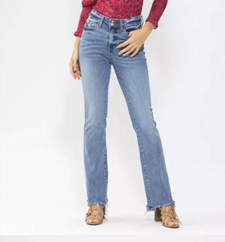 Judy Blue - Calça Jeans Bootcut de Cintura Alta com Dois Botões