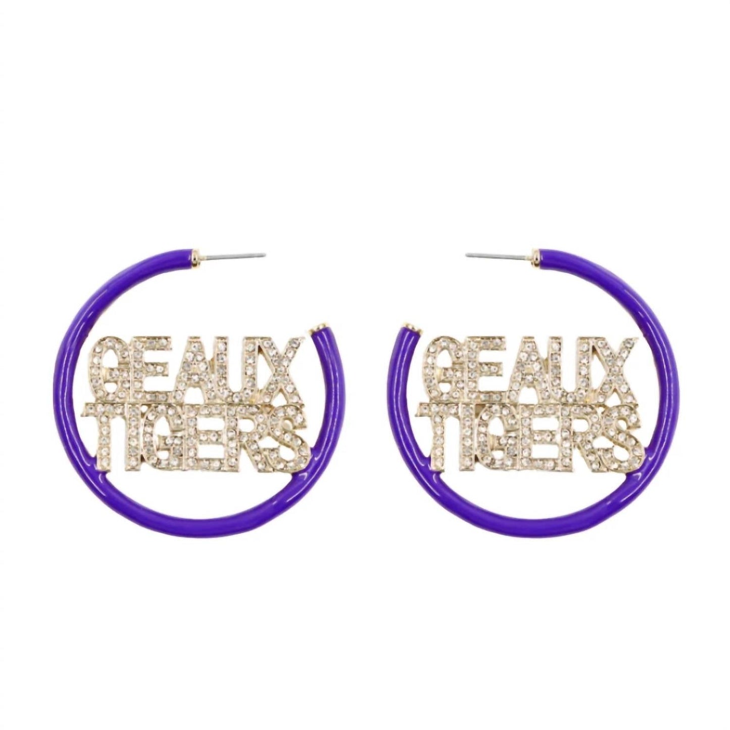 Brianna Cannon - Brincos de argola LSU Pave femininos