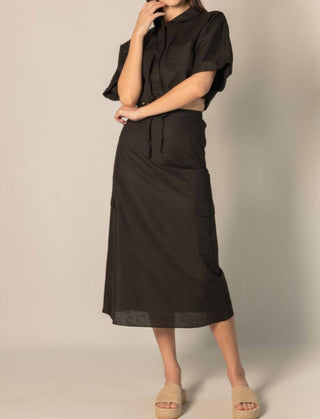 Before You Collection - Linen Cargo Midi Skirt