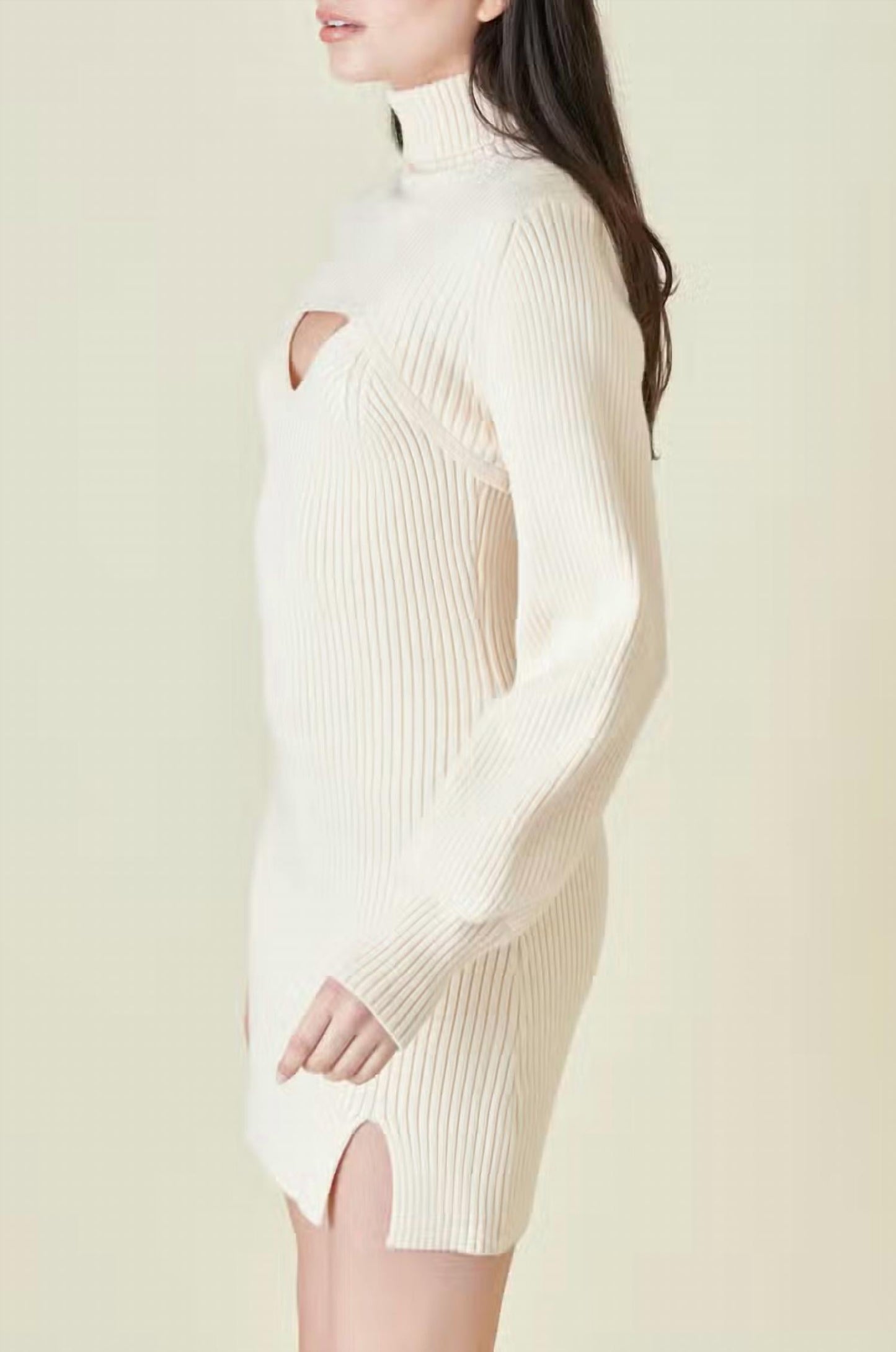 Fore Collection - Ribbed Sweater Knit Set Balloon Sleeve Shrug Dress