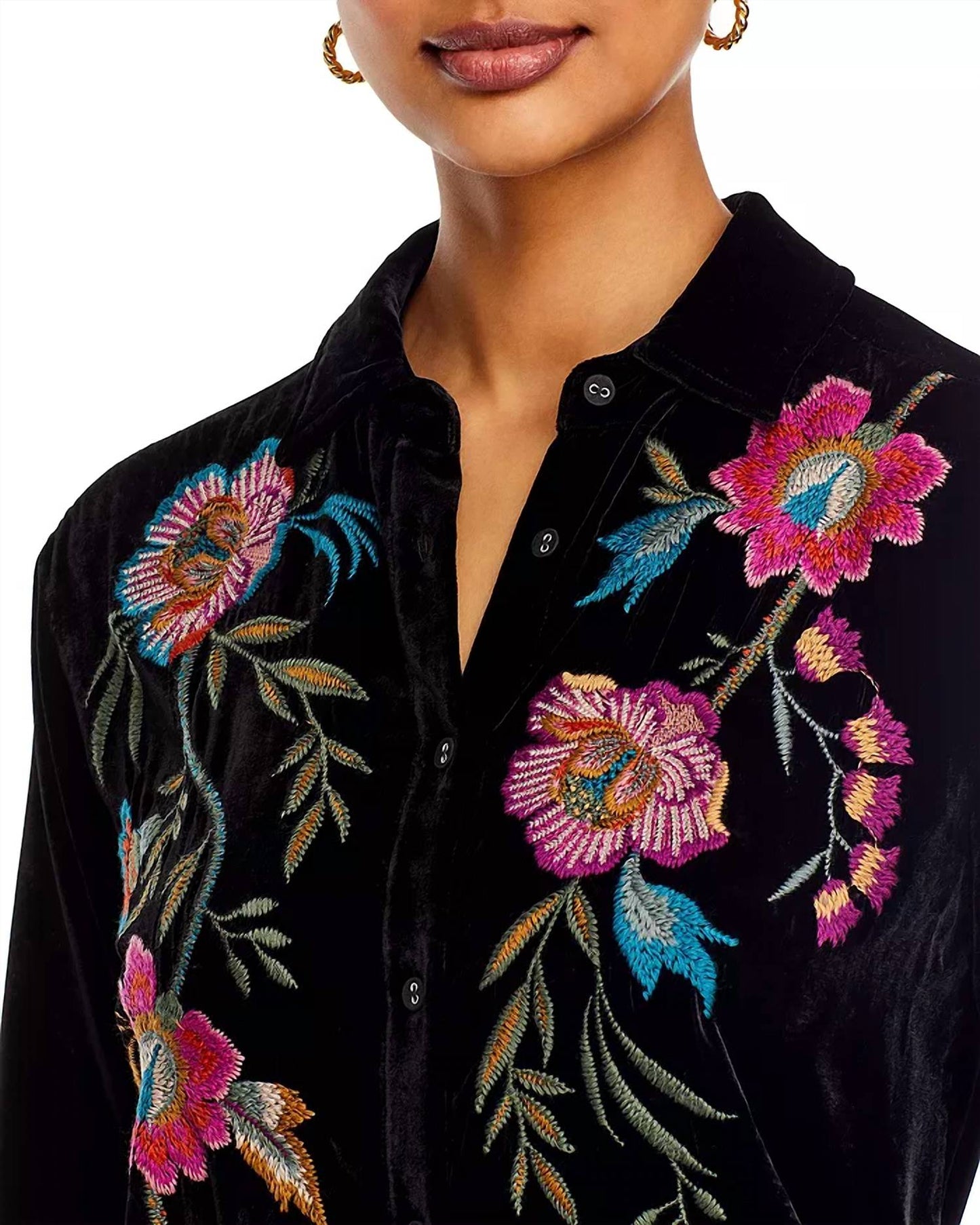 Johnny Was - Sidonia Embroidered Velvet Shirt