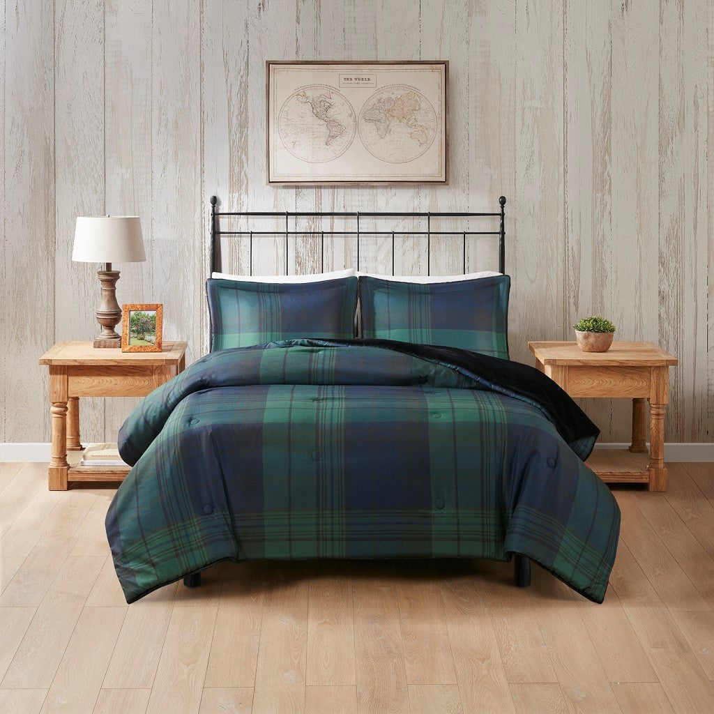 Full/Queen Faux Wool to Faux Fur Down Alternative Comforter Set