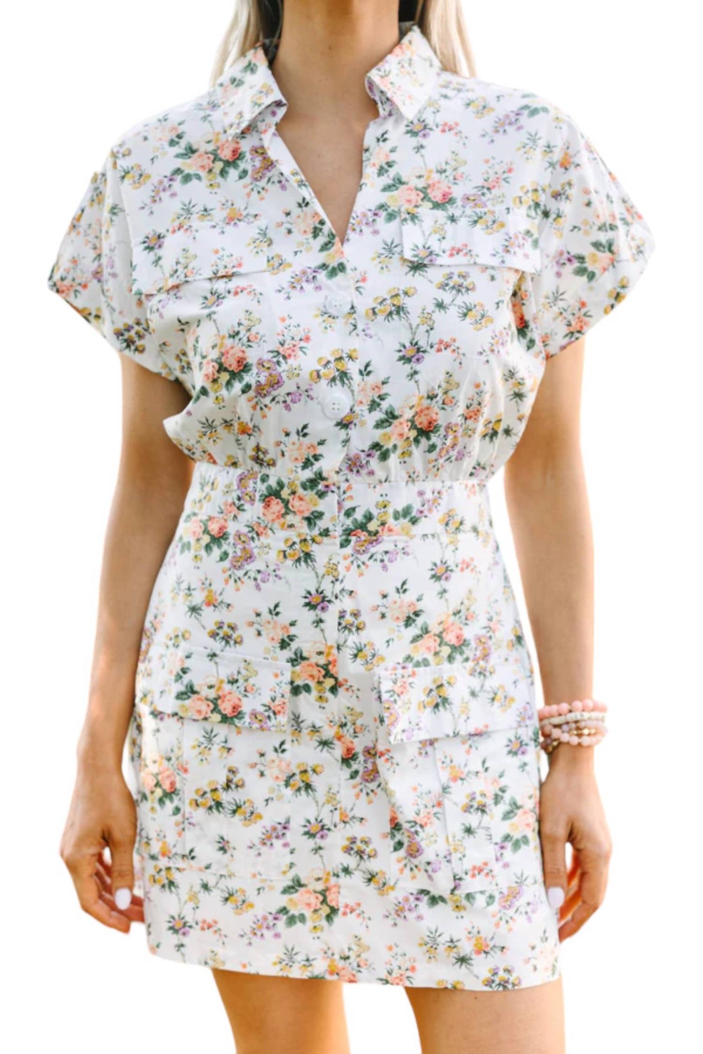 Entro - Floral Button Up Skort Romper