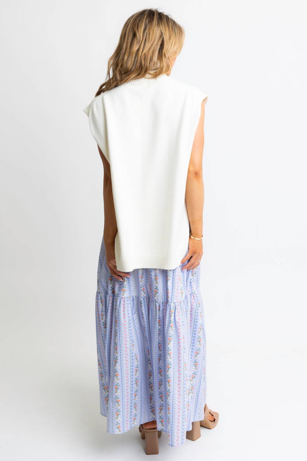 Karlie - Saia longa floral feminina com videira