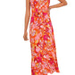 Vince Camuto Women s Floral Print V Neck Maxi Dress Orange Size X-Small