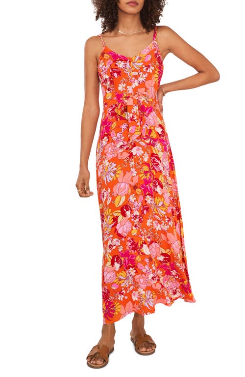 Vince Camuto Women s Floral Print V Neck Maxi Dress Orange Size X-Small