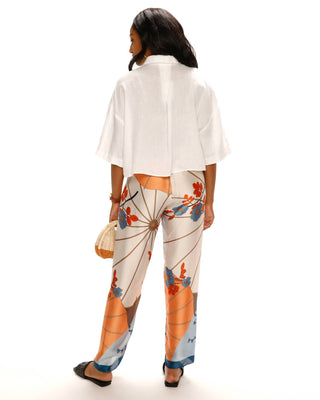 Paparazzi - Calça de cetim com estampa de lenço