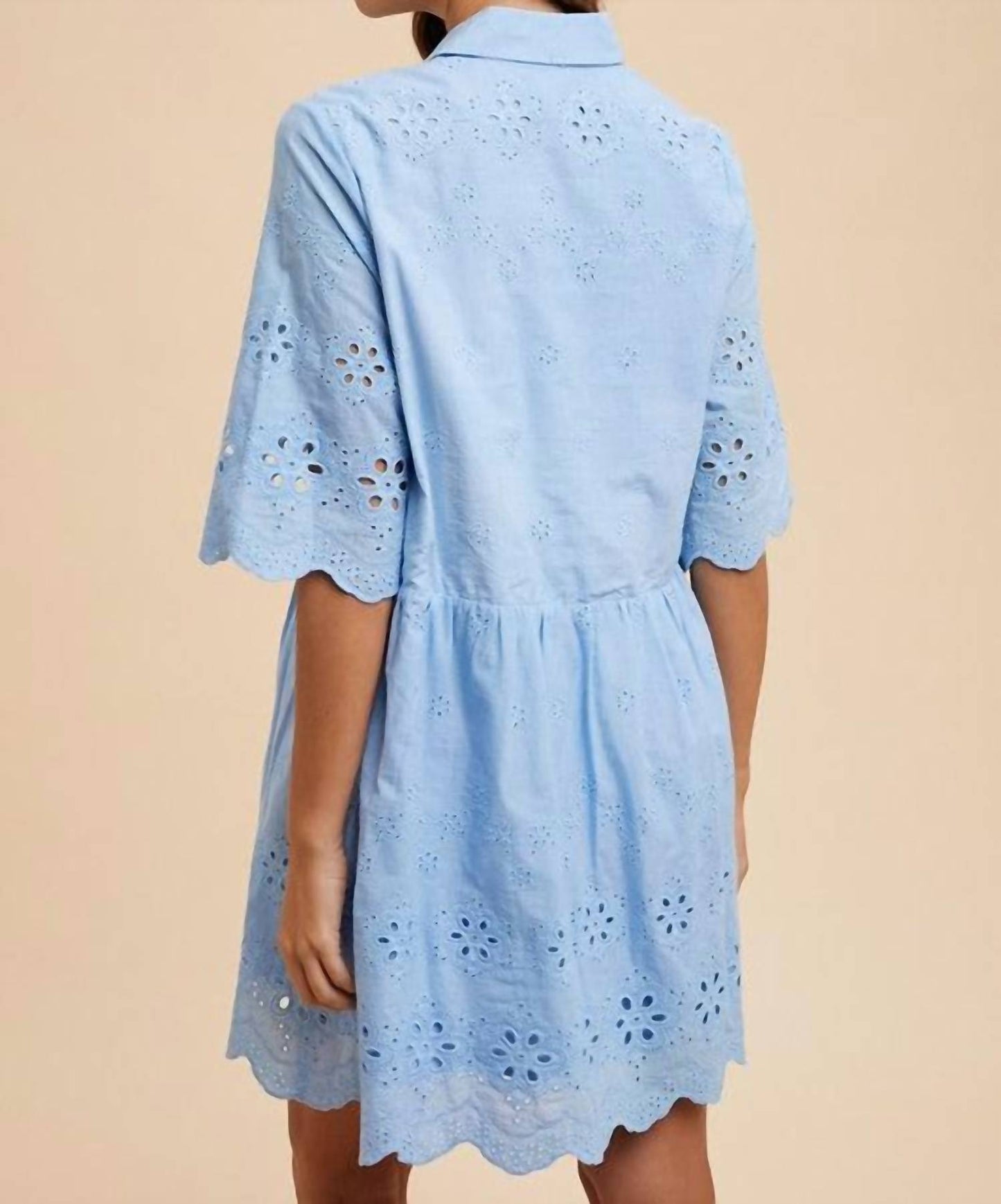 Anniewear - Dina Embroidered Scallop Edge Mini Dress