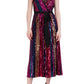 Julia Jordan Rainbow Sequin Stripe Fit & Flare Cocktail Dress in Pink Multi, Size 4