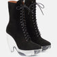 Alaia - Preloved Suede Lace Up Platform Plexi Sole Bootie