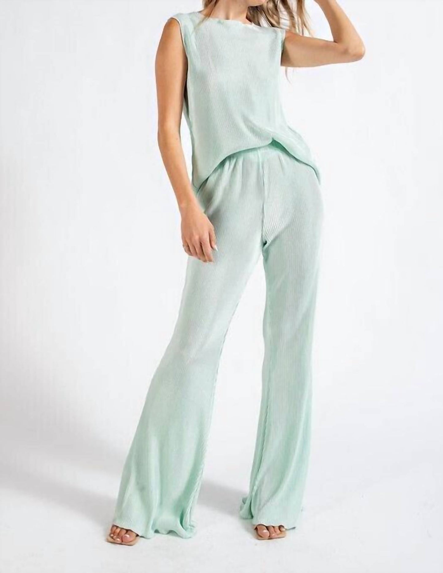143 Story - Peyton Pleated Sleeveless High Neck Top