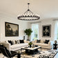64 Inch Matte Black Wagon Wheel Chandelier With 30 Lights