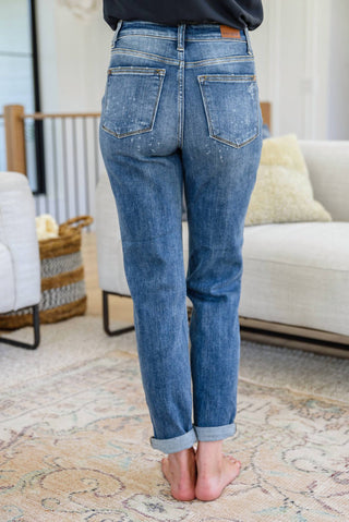 Judy Blue - Calça Jeans Boyfriend Hi Rise Bleach Splash