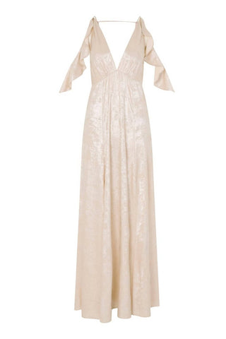 Topshop - Vestido longo com estampa de folha brilhante