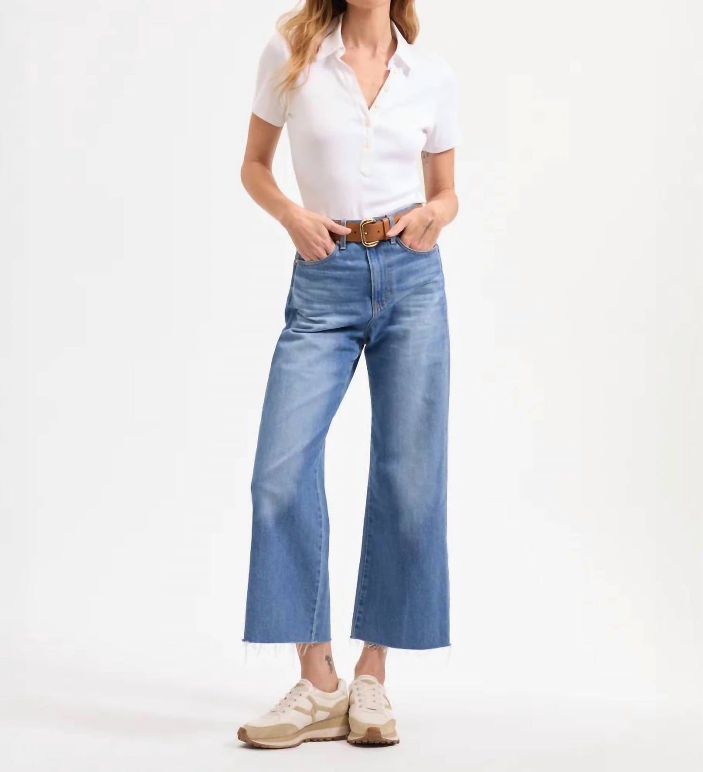 Veronica Beard - TAYLOR CROPPED HIGH RISE WIDE LEG JEANS
