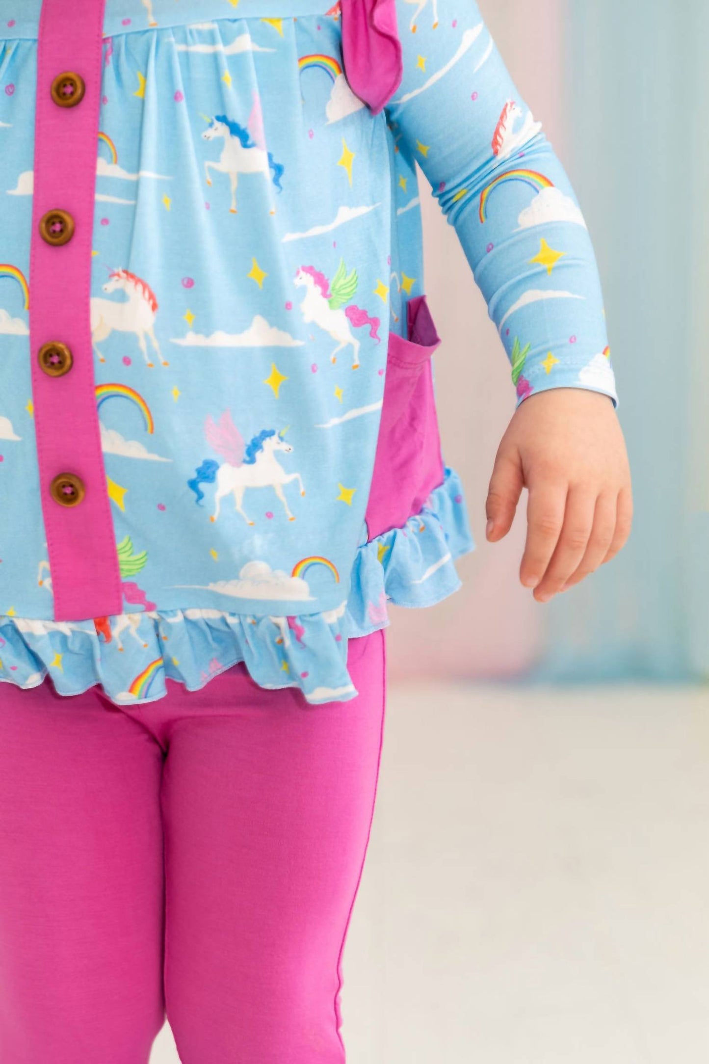 Laree + Co. - Girls Sage Bamboo Long Sleeve Peplum Legging Set