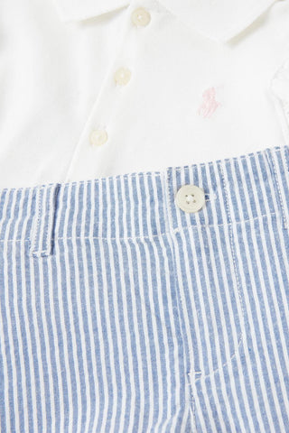 Polo Ralph Lauren - Conjunto polo e short com mangas franzidas para meninas