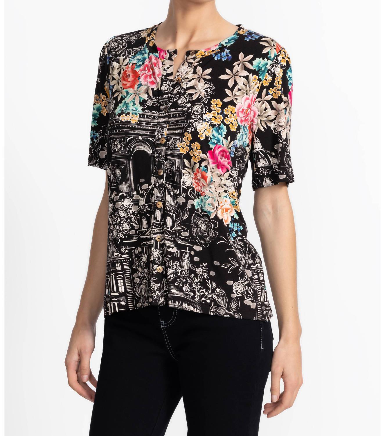 Johnny Was - Janie Fav Kimono Sleeve Mandarin Tee