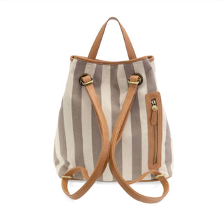 Joy Susan - Mochila feminina de lona listrada com toldo