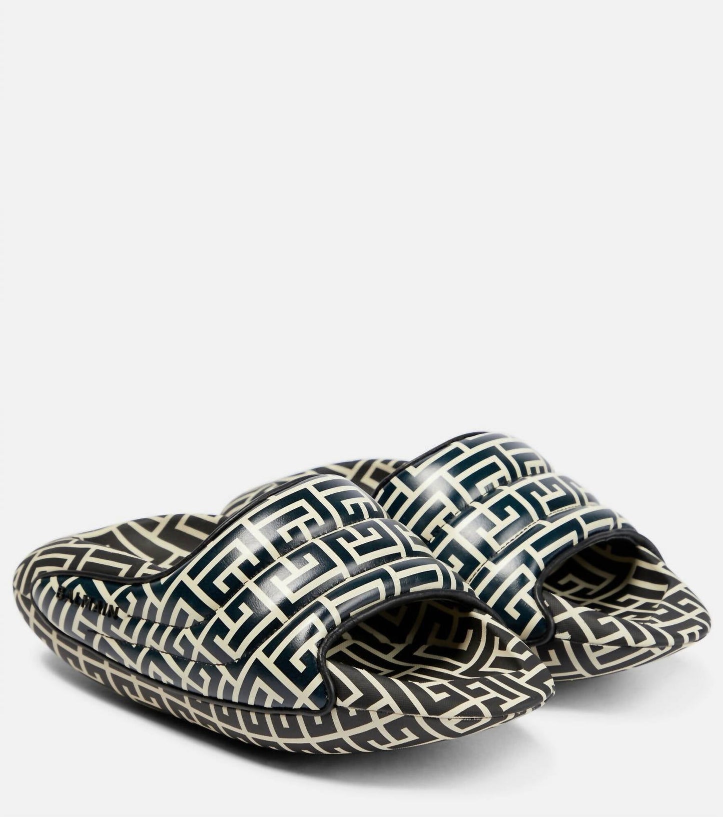 Balmain - Men's Quilted Leather B-it Monogram Sandals