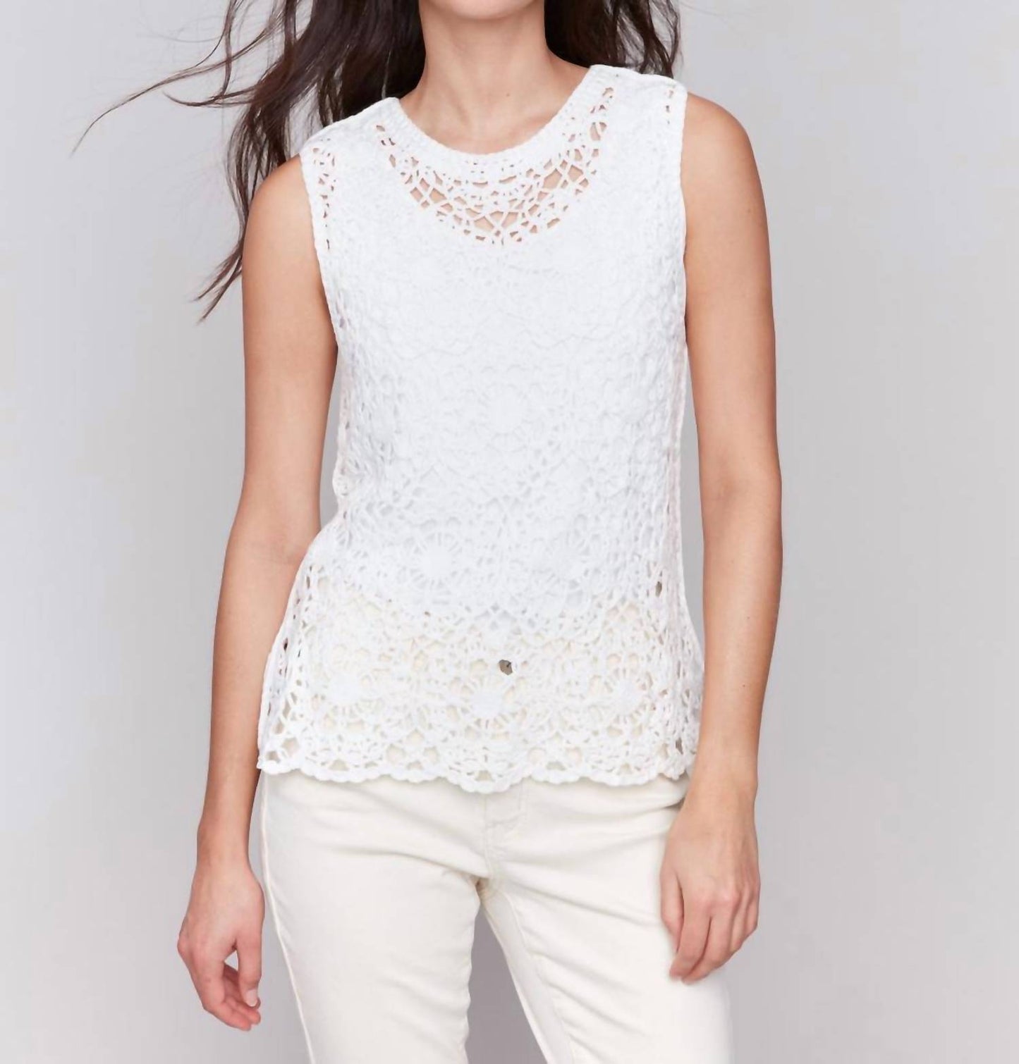 Charlie B - Sleeveless Floral Crochet Top