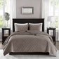 3 Piece Velvet Quilt Set Taupe Full/Queen