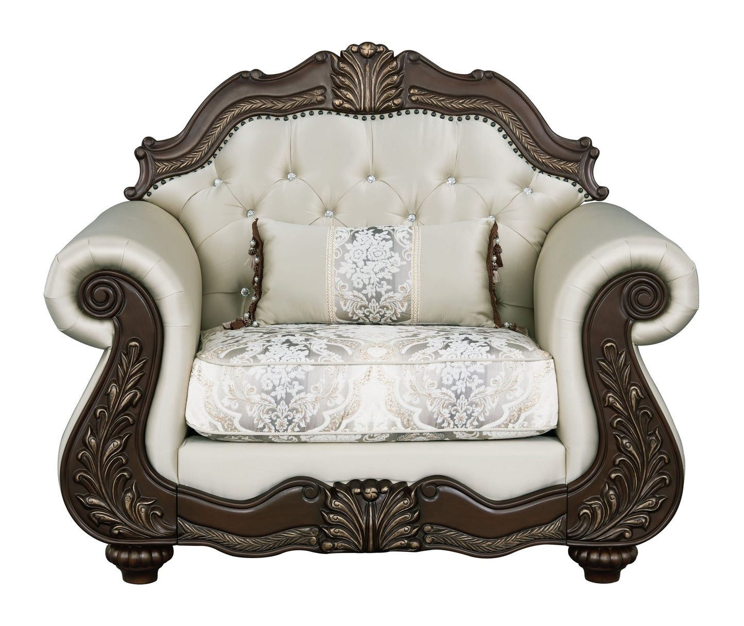 Pierce Chair With Pillow - Beige / Cherry