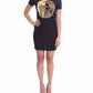 Versace - Vestido camiseta com logotipo dourado feminino Couture