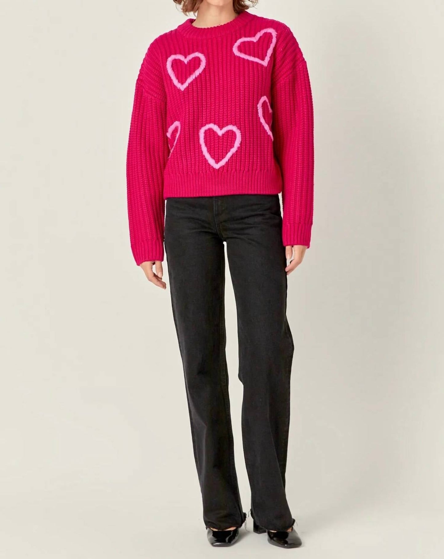 2.7 August Apparel - Coral Heart Sweater
