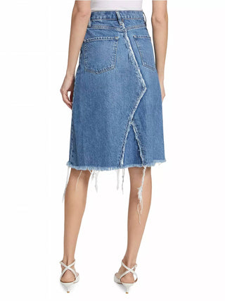 Moldura - Saia Midi Jeans Desconstruída