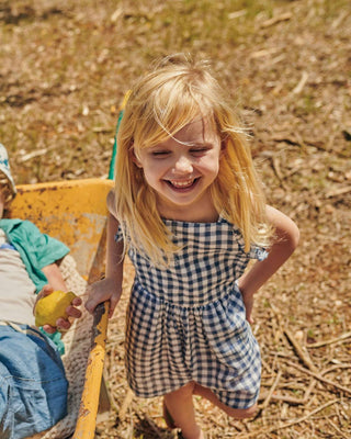 Búho - Girl's Gingham Muslin Jumpsuit