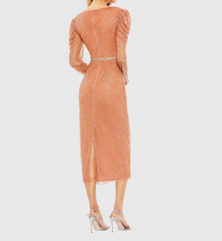 Mac Duggal - Vestido com mangas bufantes e detalhes em contas