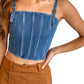 Blue Blush - Fitted And Fierce Denim Top