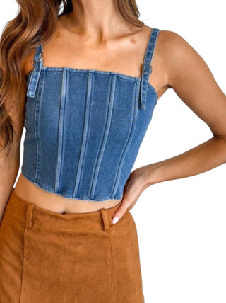 Blue Blush - Fitted And Fierce Denim Top