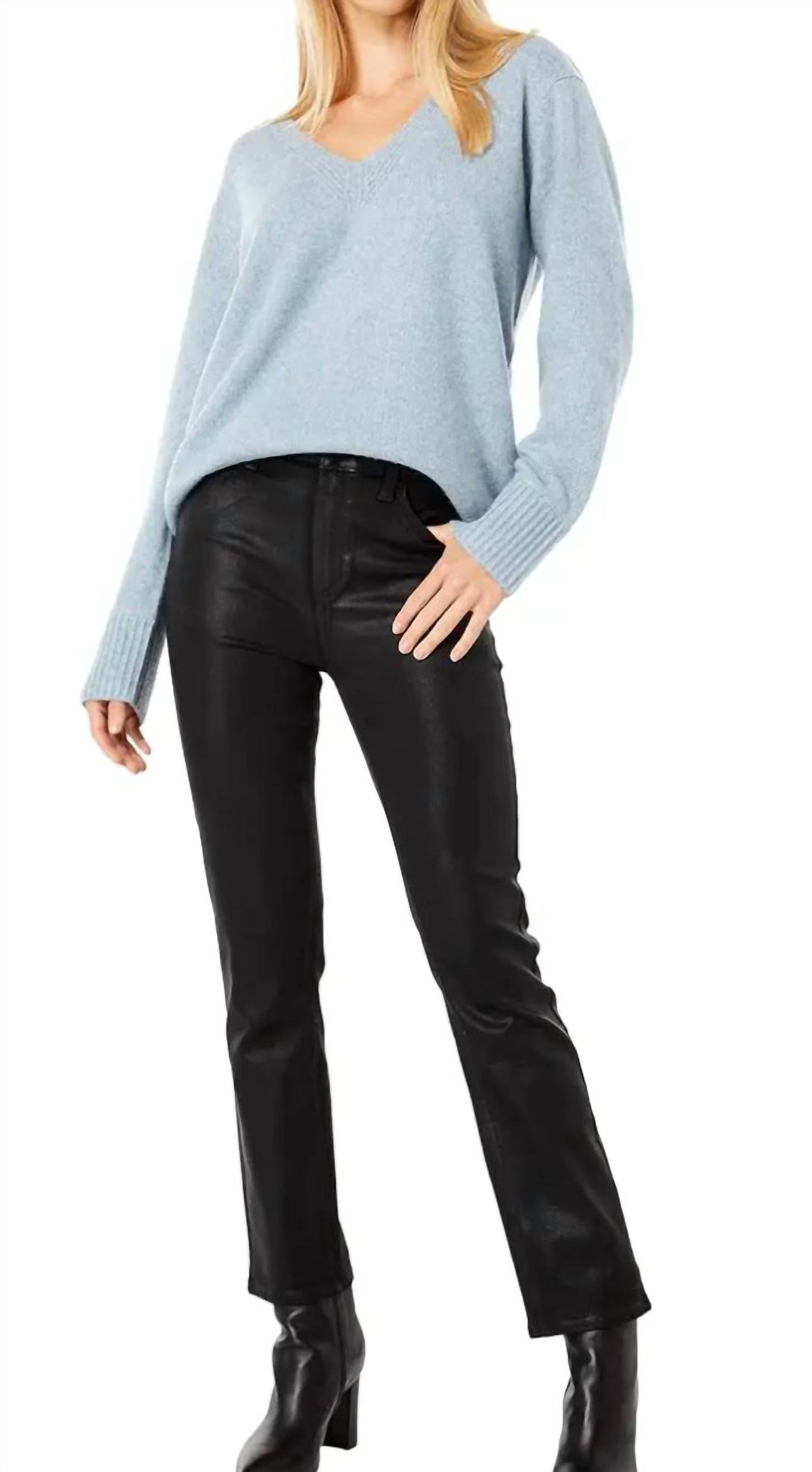 Paige - Cindy High Rise Straight Leg Luxe Coated Denim Jean