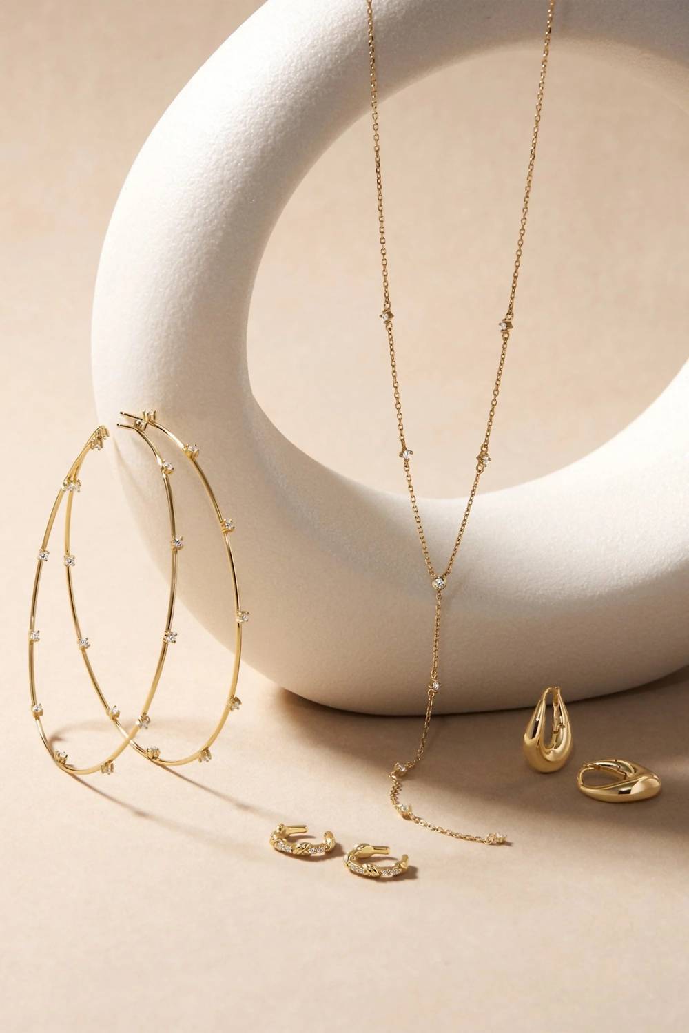 Eklexic - Women's Cz Studded Lariat Necklace