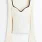 H&M - Ribbed Knit Sweater With Black Trim