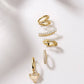 Eklexic - Heart Drop Huggie Hoop Earrings