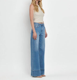 Vervet By Flying Monkey - Calça Jeans de Cintura Alta, Bainha Crua, Perna Larga e Corte A