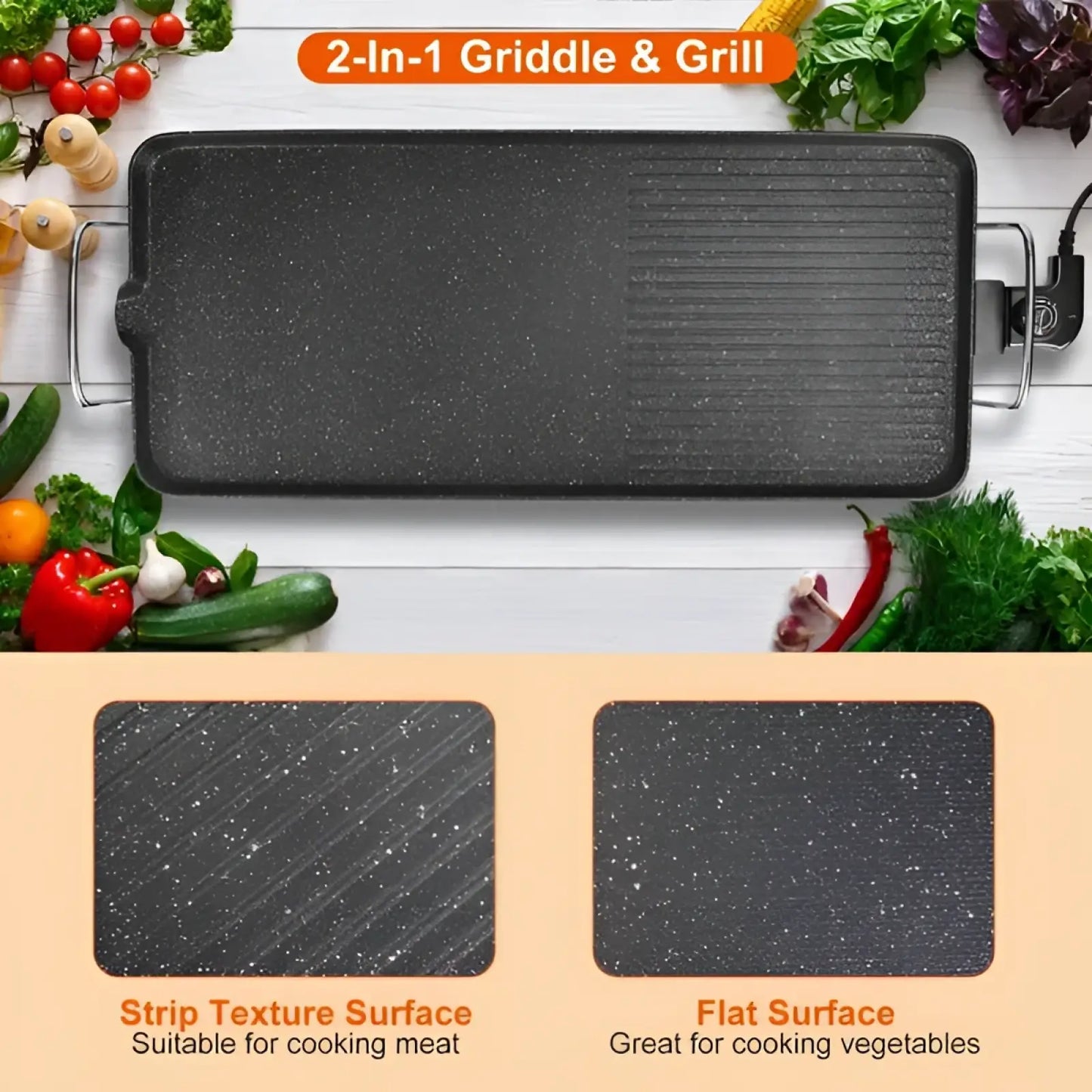 Electric Barbecue Grill Non Stick Indoor Outdoor Griddle