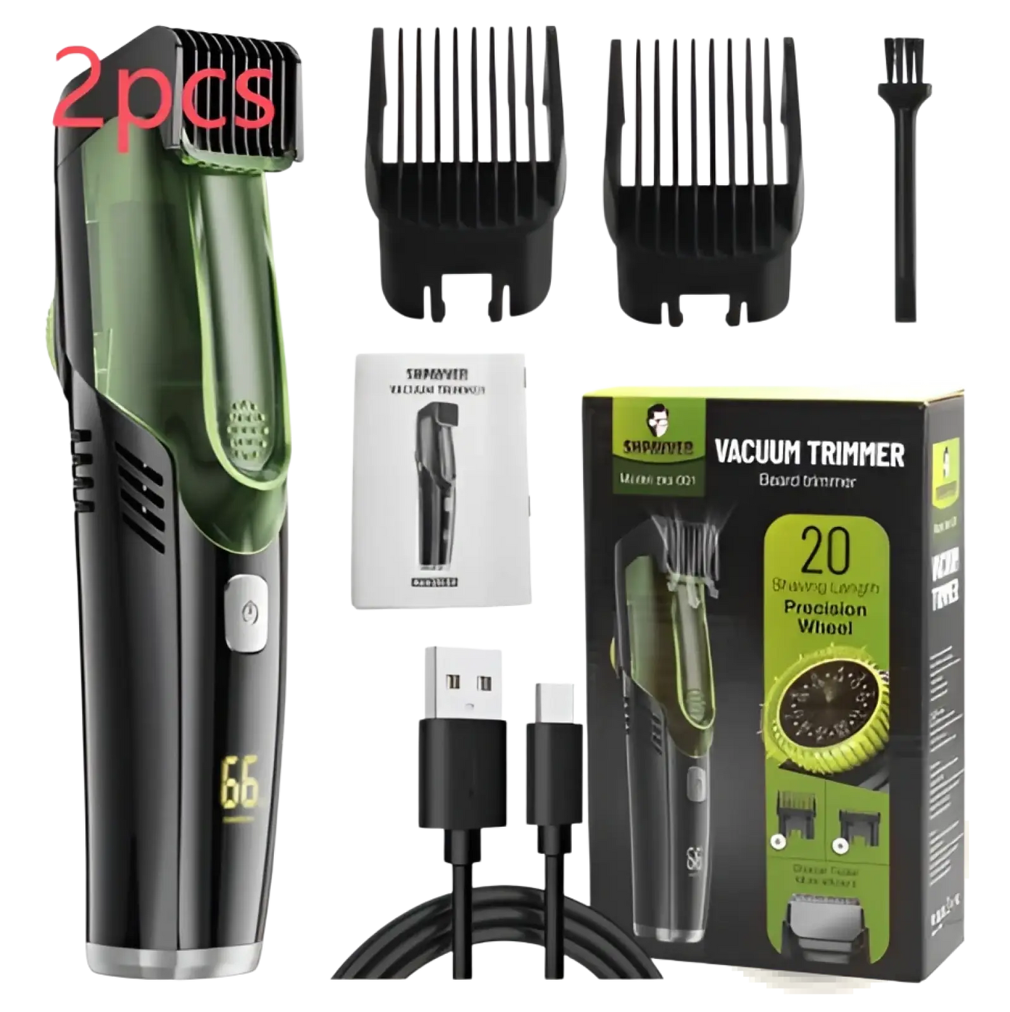 Electric Hair Trimmer with Vacuum and Digital Display
