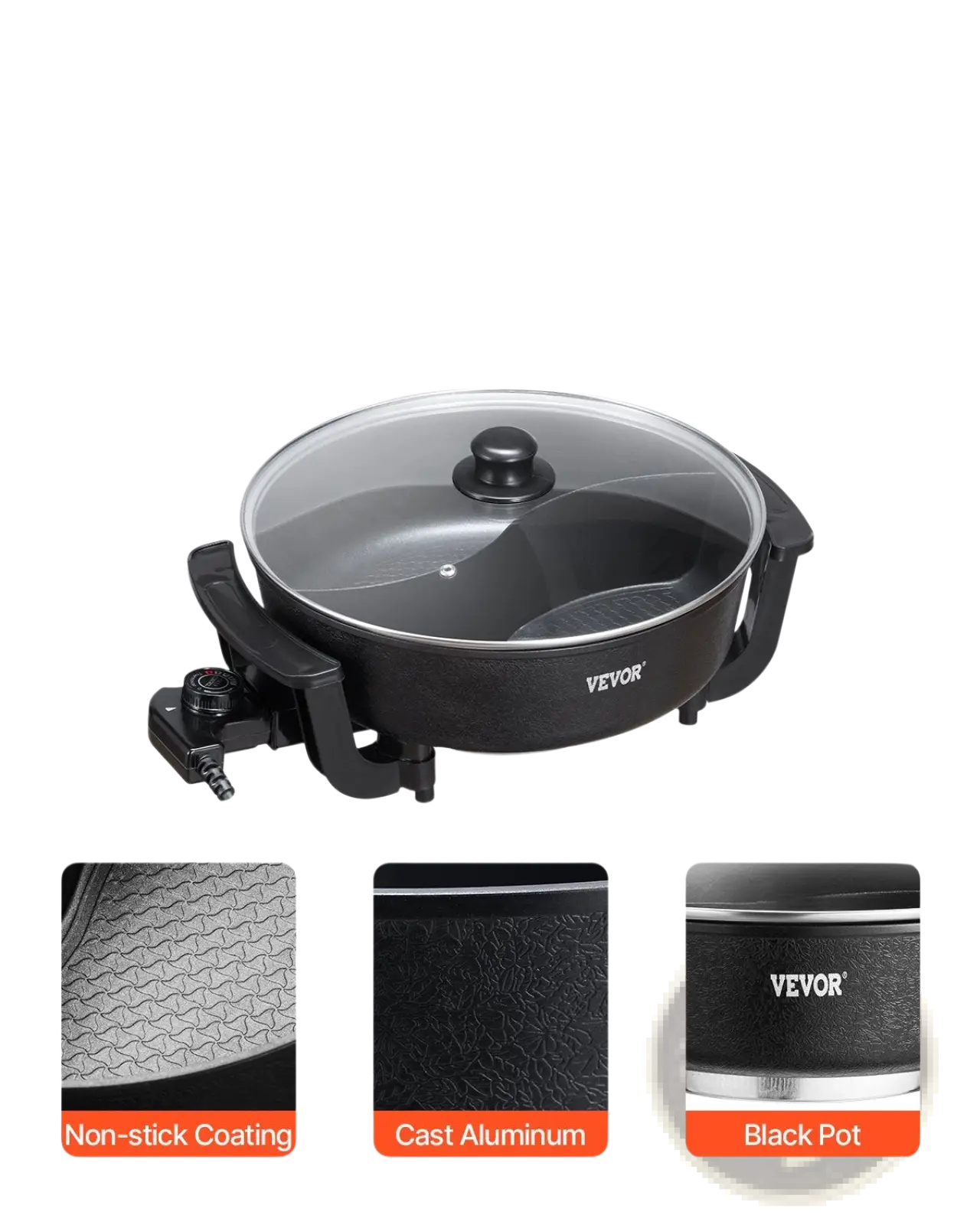 Electric Hot Pot 5l Non Stick Dual Shabu Shabu Cooker